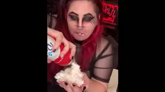 Monstrous Titty Goth Sprays Cream all over Face