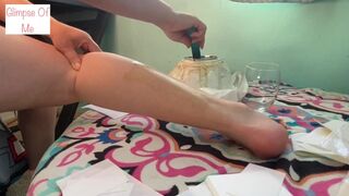 Waxing Legs before Making first Painting Toes Tape - Glimpseofme