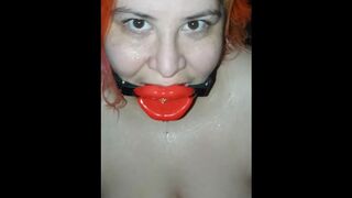 Watersports for Spanish FAT WOMAN with Mouth Gag