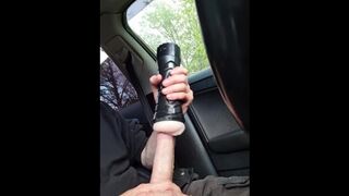 Fucking my Flashlight in the Car