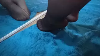 Rubbing my Feet together in African Nylon Stockings