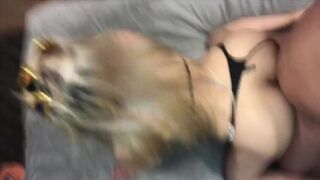 Masked Blonde Milf, get Fuck by her Hubby in Doggy Style, she Touch his Balls