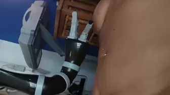 Busty Blonde Plays with Satisfyer and a Robotarm until a Gigantic Climax