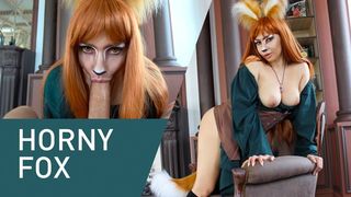 Horny Fox Blows Monstrous Dong Eagerly! Cosplay, 4K!