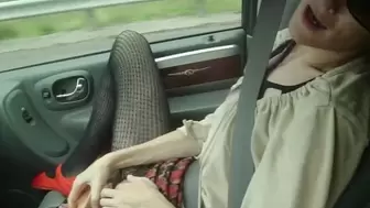 Nasty Wifey Squirts in Car