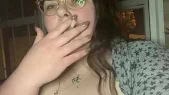 Risky Smoking outside with my BIG BEAUTIFUL WOMAN Melons out