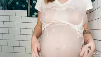 Pregnant Babe Tease - Wet T-Shirt & Body Oil (trailer)! - GreyDesire69