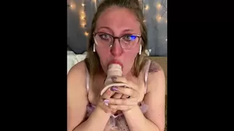 Sloppy deepthroat oral sex with my large dildo