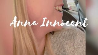Risky Public Jizz in Mouth! Almost got CAUGHT giving Daddy a ORAL SEX in Parking Lot! Anna Innocent