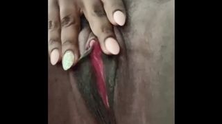 African Slut Vagina Rubbing Blue Lace