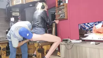 Gamer gf taking it in the behind while playing apex legends