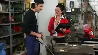 Secretly Watching sex at work with sweet brunette secretary and rod craving