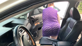 SSBBW Attractive Blonde twerking enormous ass & playing with melons publicly outside, then bj in car