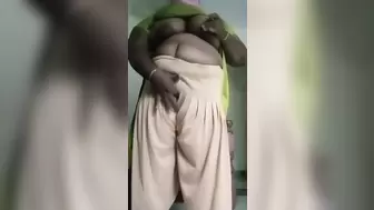 Indian aunty dress in the bedroom
