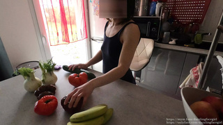 a Milf so hungry for dong that she gets banged by a cucumber