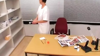 Dirty German nurse pleasing her 2 hard dicks doctor's on a break