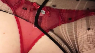 Bitch in ripped stockings blow and fuck with cream pie