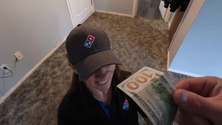 I bribed the Domino's delivery skank to blow my wang