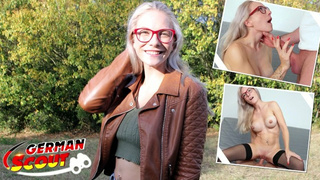 GERMAN SCOUT - Fit blonde Glasses Bitch Vivi Vallentine Pickup and talk to Casting Fuck