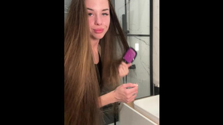 Diana Whales brushing her LONG HAIR!