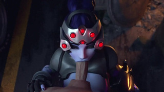 Widowmaker On Her Knees Working A Large Schlong With Her Mouth