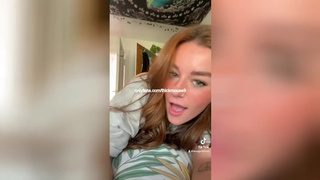 Sexy 18yo brunette playing with a giant juicy dong on Tiktok Live