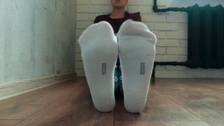 Bitch in white socks show feet specially for you, foot worship self perspective