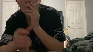 Smoking Bizarre BLOWJOB and Cigarette Dangling To finish him off! (Full Vid For Purchase On OF)