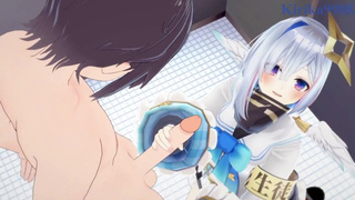 Amane Kanata and I have intense sex in the restroom. - Hololive VTuber Asian cartoon