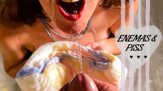 The ultimate WET and MESSY session with ENEMAS, PISS and JIZZ in my mouth!