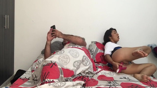 I masturbates in front of my boy, inciting him to have sex.