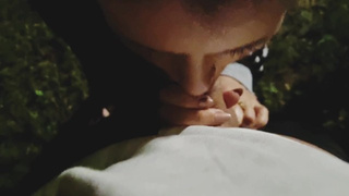 Nighttime Blowing Dick in Nature