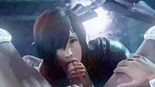 3D Girl fucks guy's dick first with mouth, then with pussy until guy cums inside. Animation porno.