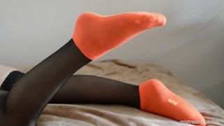 Orange Cotton Socks and Black Stockings