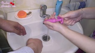 Couple Washing Hands and Sex Toy before Sex #SCRUBHUB