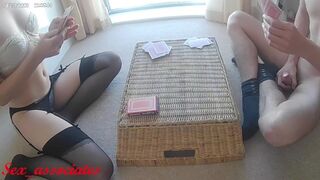 A Coworker in Sexy Stockings Lost in Strip Card Bets Game. Story. Captions.