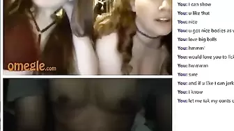 Omegle White Females Blow on Breasts and Love Huge Balls